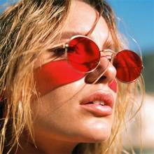 Gafas de sol ovaladas para mujer, lentes de sol de tamaño pequeño, doradas, negras, con espejo redondo, vintage, Rojas, de diseñador de marca de lujo, uv400 2024 - compra barato