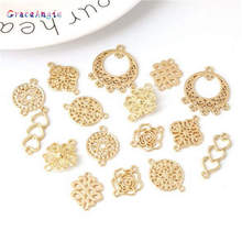 GraceAngie 10 pcs Hollow Flower Earrings Charms Alloy Gold Color Pendant Women Necklace Ear Drop Bracelet Jewelry DIY Accessory 2024 - buy cheap