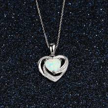 Fashion Necelace 925 Sterling SIlver  Opal Cubic Zirconia Heart Pendant Necklaces Women Anniversary Jewelry GIft For Dress Up 2024 - buy cheap