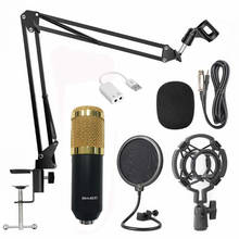 Bm800-microfone condensador profissional, com fio de 3.5mm, para gravação de karaokê, computador, ktv 2024 - compre barato