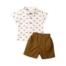 Emmababy 2PCS Toddler Kids Baby Boy Gentleman Shirt Tops+Pants Shorts Cartoon Outfit Set 2024 - buy cheap