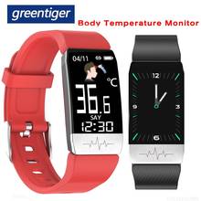 Greentiger-reloj inteligente deportivo 5 en 1, pulsera con termómetro, medidor de temperatura corporal, control del ritmo cardíaco, Fitness 2024 - compra barato