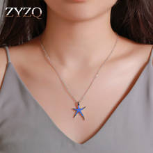 ZYZQ-collar de estrella de mar azul y blanco, Gargantilla elegante, exquisita, accesorios diarios, regalo de Año Nuevo 2024 - compra barato