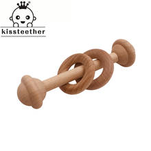 Organic Baby Teething Product Beech Wooden Rattle Teether DIY Wood Teether Pendent Eco-Friendly Safe Baby Teething Chew Toys 2024 - buy cheap