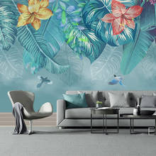 Papel pintado con foto personalizada, pintado a mano, plantas, hojas, flores, sala de estar, sofá, restaurante, dormitorio, fondo, papel tapiz, Mural 3D 2024 - compra barato