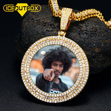 ICEOUTBOX Custom Circle Photo Medallions Necklace 3 Row Crystal Cubic Zircon Pendant Men's Hip Hop Jewelry Top Quality Fashion 2024 - buy cheap
