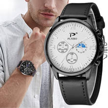 Relógio de pulso masculino preto, relógio de quartzo esportivo simples e preto com pulseira de couro, da moda, 2020 2024 - compre barato