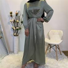 Женское атласное платье Siskakia, длинное платье с имитацией двух предметов, платье в мусульманском стиле, Катар, Турция, кафтан, Арабская одежда в мусульманском стиле 2024 - купить недорого