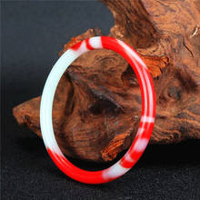 Natural Red White Jade Bangle Bracelet Genuine Hand-Carved Fine Charm Jewellery Fashion Accessories Amulet for Men Women Gifts 2024 - buy cheap