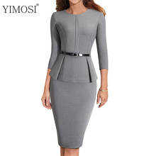 2019 Autumn Elegant 3/4 Sleeve Dress Casual O-Neck Slim OL Style Dress Vintage Wear To Work Business Party Dresses Vestidos 2024 - buy cheap