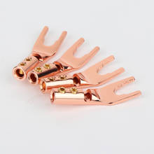 High quality OEM Pure Red Copper Spade Plug Screw Locking Spade Fork Banana Plug 2024 - buy cheap