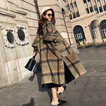 Fashion Plaid Women Long Woolen Coat 2019  Winter New Korean Thicken Warm Loose Retro Winter Coats and Jackets Overcoat  f1985 2024 - buy cheap