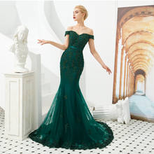 Jiayigong Robe De Soiree Lace Evening Dresses Emerald Green Off the Shoulder Applique Mermaid Long Formal Prom Party Dress 2024 - buy cheap