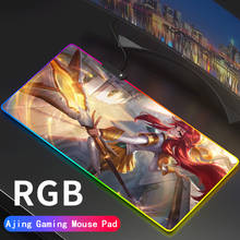 Mouse pad gamer liga of legends, mousepad rgb grande com luz de led e teclado de mesa para jogos 2024 - compre barato
