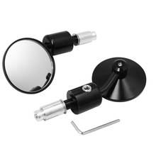 Black New Hot Motorcycle CNC Aluminum Rearview 3" Handle Bar End 7/8" Side Mirrors Round For Honda Yamaha Suzuki Cafe Racer 2024 - buy cheap
