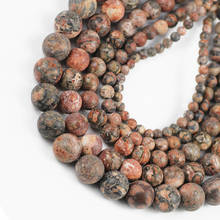 UPGFNK-Cuentas espaciadoras sueltas redondas de piedra de leopardo rojo Natural para la fabricación de joyas, accesorios de pulsera DIY, hebra de 15 ''4/6/8/10/12MM 2024 - compra barato