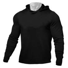 Plain Gym Clothing Running T Shirt Men Cotton Long Sleeve Hoodies Slim Sportswear Bodybuilding Fitness Training Hooded T-shirt 2024 - buy cheap