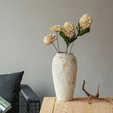 Vintage shabby chique minimalista vaso moderno de cerâmica piso alto arranjo flor vaso sala estar decoração casa el50va 2024 - compre barato