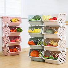 Cesta de almacenamiento para el hogar, estante apilable para verduras, frutas, multiusos, de cocina, de una capa 2024 - compra barato