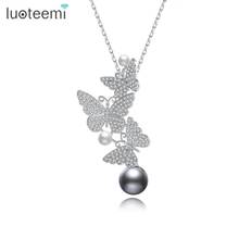 LUOTEEMI Trendy Butterfly Pendant Necklace for Women Fashion Small CZ Animal Crystal Choker Jewelry Wedding Bride Dating  Gifts 2024 - buy cheap
