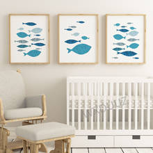 Póster nórdico de peces abstractos para decoración del hogar, cuadro de animal para pared, sala de estar, habitación de niños, pintura en lienzo, 528 2024 - compra barato