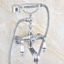 3-3/8" Chrome Bathroom Tub Faucet Telephone Style Bathroom Bathtub Wall Mounted With Handshower Swive Tub Spout Nqg423 2024 - buy cheap