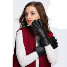Luvas de couro genuíno para mulheres, luvas de pele de carneiro real quentes e quentes para o inverno russo de 2021 2024 - compre barato