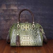 Johnature Vintage First Layer Cow Leather Women Bag 2021 New Alligator Luxury Handbag Leisure Large Capacity Lady Shoulder Bags 2024 - buy cheap