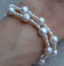 Pulseira de pérolas para casamento, bracelete com pérolas brancas e verdadeiras, presente charmoso para mulheres 2024 - compre barato