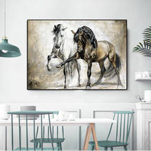 Pintura a óleo de animal pôsteres e impressões de cavalo pintura em tela preto e branco imagens de parede para sala de estar quadros decoração de casa 2024 - compre barato