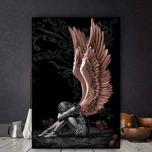 Pintura en lienzo de alas de mujer, carteles e impresiones de Ángeles y demonios, arte de pared para sala de estar, decoración del hogar (sin marco) 2024 - compra barato