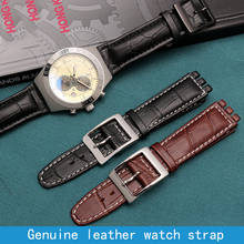 Genuine leather watch strap for swatch watchband 17mm 19mm Toothed interface wristwatches band men women sport leather bracelet 2024 - buy cheap