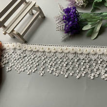 1 Yard White Pearl Tassel Plum Flowers Pearl Lace  Trimmings Ribbons Beaded Lace Fabric Embroidered Sewing Wedding Dress 8cm 2024 - buy cheap