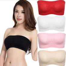 2020 Tube tops Womens Strapless Padded Bra Removable Pads Bandeau Tube Top Seamless Crop tops casual solid tank tops Bras 2024 - buy cheap
