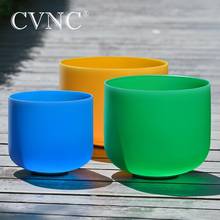 CVNC Chakra Set 3pcs 432Hz 8 "G 10" E 12 "F Cuenco de cristal de cuarzo esmerilado de color para terapia musical Yoga sanación con sonido 2024 - compra barato