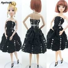 Black Sequin Dress Doll Clothes For Barbie Doll Gown Short Dresses Outfits For Barbie Dollhouse 1/6 Doll Accessories 2024 - buy cheap