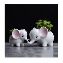 Vaso de flores elefante, vaso de cerâmica branco para plantas suculentas recipiente de plantas pequenas de flores, decoração para casa e escritório 2024 - compre barato