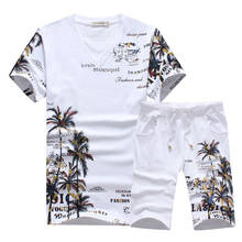 2020 Fashion Summer Short Sets Men Casual Coconut Island Printing Suits For Men Suit Sets T Shirt +Shorts Pants Plus Size 5XL 2024 - buy cheap