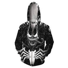 New 3d venom Movie hoodie hot Skull Printed mens clothes autumn winter Hoodies Sweatshirts Men Women zipper Jackets 2024 - купить недорого