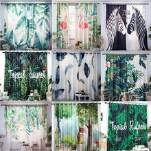 Cortinas estampadas para sala de estar, cortinas estampadas de plantas tropicais, 2 peças 2024 - compre barato