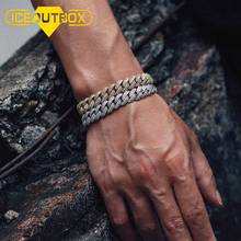 Iceoutbox-pulseira punk cubana de maiô, 10mm, bracelete de zircônia cúbica aaa, corrente de hip hop, rock, na moda, para homens e mulheres, joias, presentes 2024 - compre barato