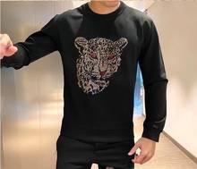 hot brand Rhinestone Sweatshirt  black and white Color  Men  Fashion Streetwear O-Neck long Sleeve hoodies 2024 - buy cheap