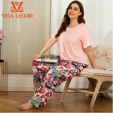 2021 Plus Size  4XL Sleepwear Women's Pajamas Set Short Sleeve Long Pant Nightwear Summer Soft Home Wear  Suits 2024 - buy cheap