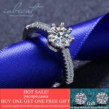 Inbeaut-anillo de compromiso clásico geométrico excelente corte 1ct D moissanita, Diamante a prueba, 5mm, piedra redonda brillante 2024 - compra barato