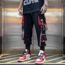 Men Hip Hop Black Cargo Pants joggers Sweatpants Overalls Men Ribbons Streetwear Harem Pants Women Fashions Trousers 2024 - купить недорого