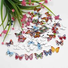 50pcs butterfly buttons Randomly Mixed Decorative crafts Handmade buttons Scrapbook Wooden Buttons 2-Hole 2024 - buy cheap