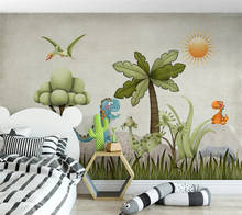 Пользовательские обои 3d Фреска скандинавские ностальгические мультфильм Динозавр иллюстрация детская комната ТВ фон настенная 3D обои 2024 - купить недорого