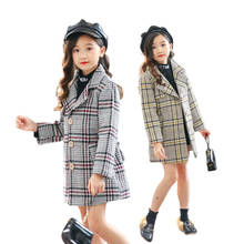 New kids jacket lattice woolen coat For Girls Winter Girl thick Long Jackets  Kids Cotton Jacket&Outerwear wear Kids woolen coat 2024 - buy cheap