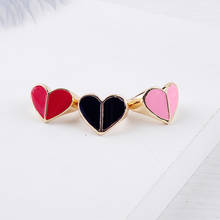 Изысканные черные, красные, розовые Эмалированные кольца на палец в виде маленького сердца для женщин, подарки золотого цвета, модные ювелирные изделия, оптовая продажа 2024 - купить недорого