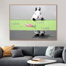 Mintuta Hand Painted Lovely Rabbit Animal Oil Painting On Canvas Modern Abstract Pop Wall Pictures For Kids Room Home Decoration 2024 - buy cheap